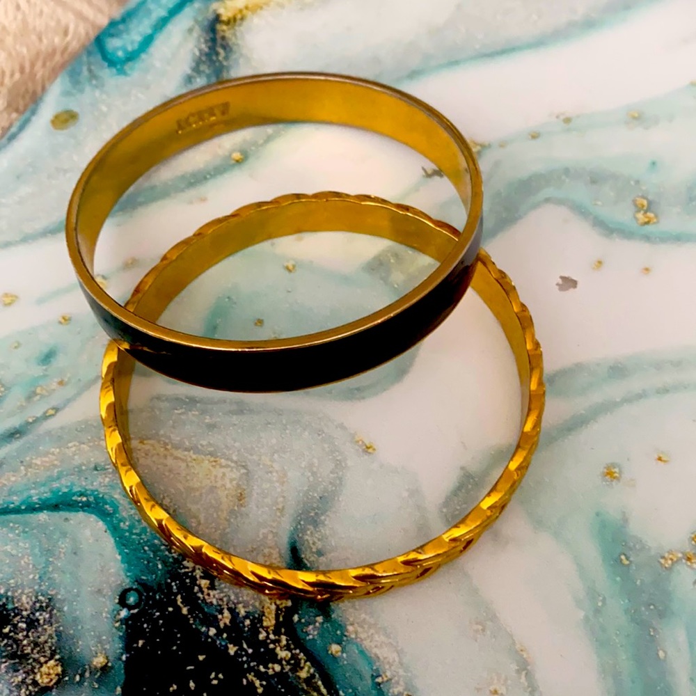 J. Crew Bangles, black and gold